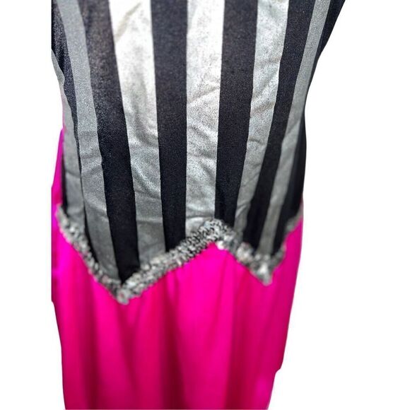 Curtain Call Cabaret Referee Dance Costume Size M Hot Pink Black Striped Necktie - Picture 4 of 6